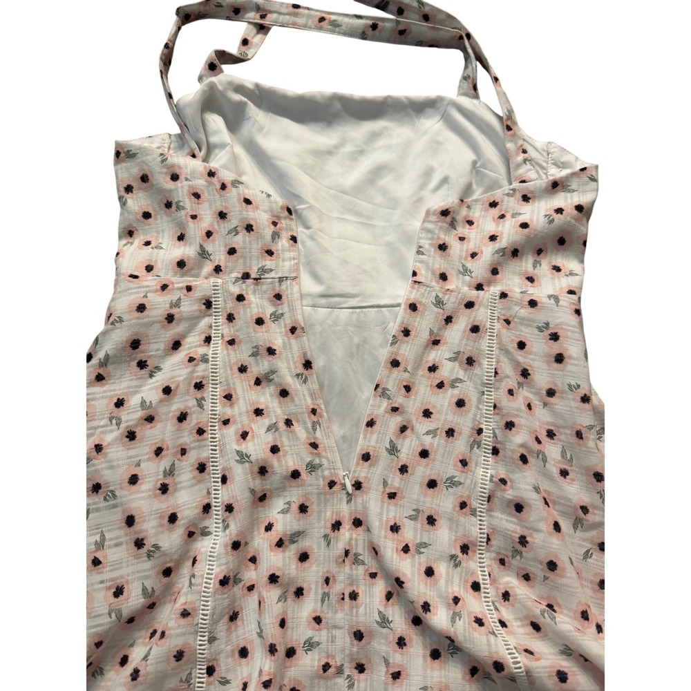 Hutch White Pink Floral Belle Dress Cotton Midi Square Neck Cross Back Size 8 - Picture 7 of 11